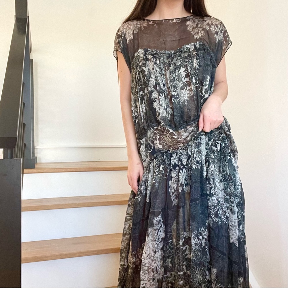 Johnny Was Black and White Floral Maxi Dress